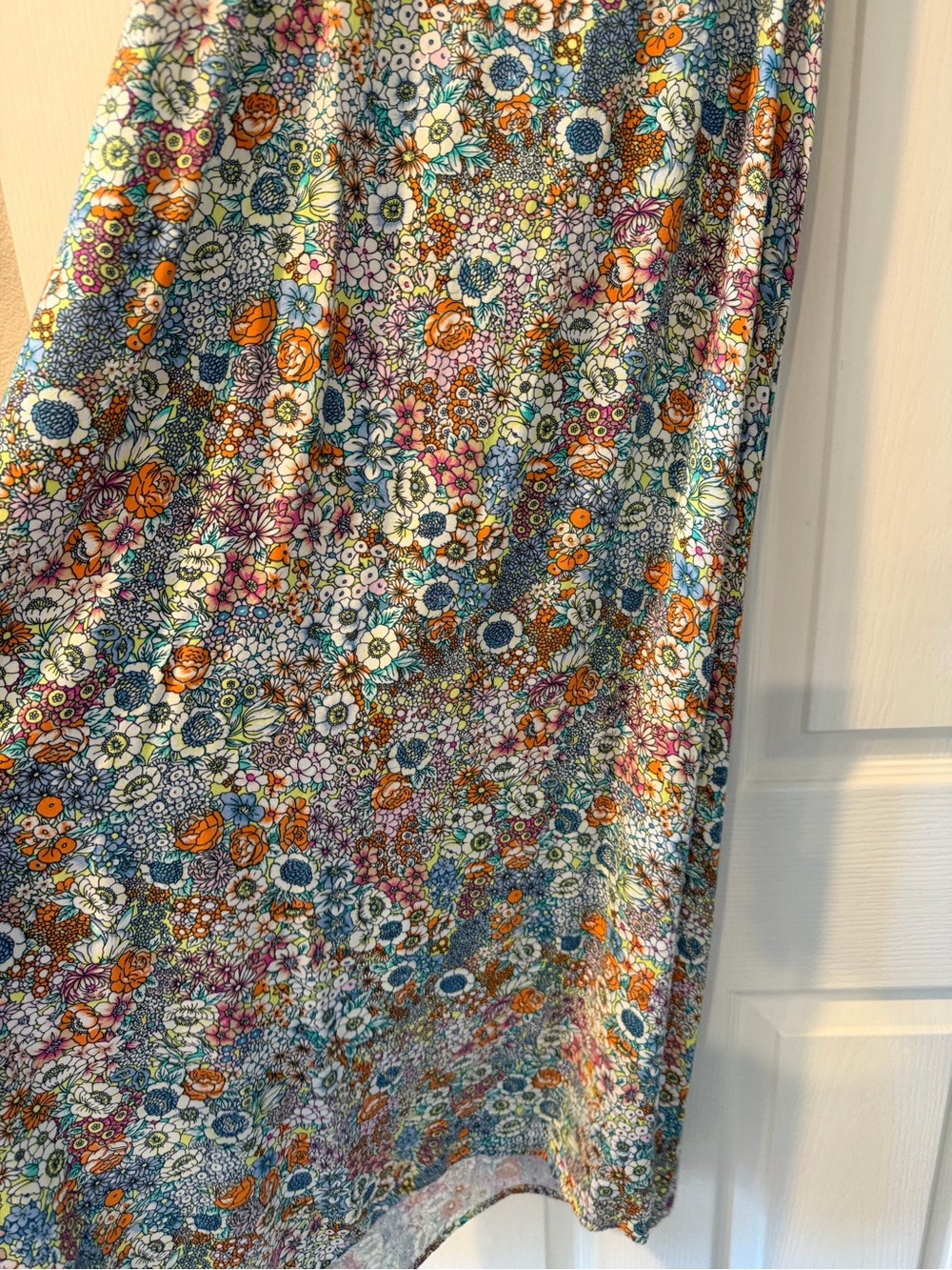O'Neill Floral Slip Maxi Dress in Teal, Orange & White - Picture 3 of 9